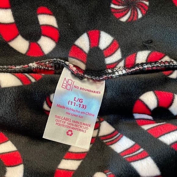 NoBo Size L (11-13) Velvety Micro Fleece Candy Cane Christmas Stretch Leggings - Picture 3 of 3